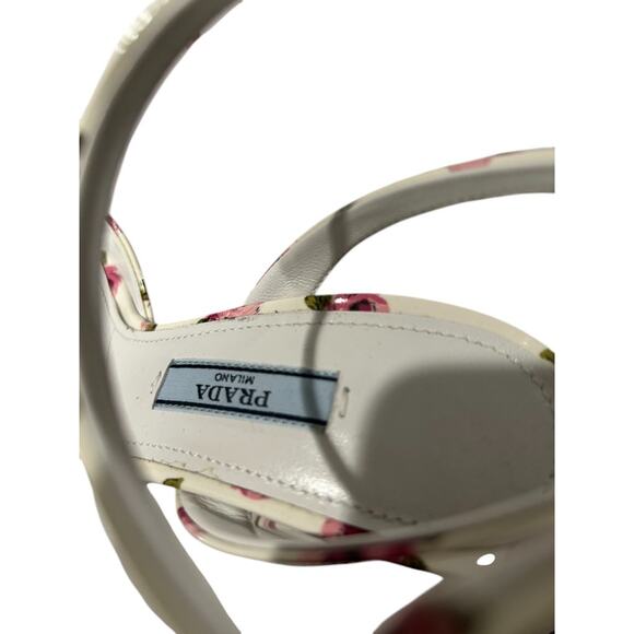 NWT Prada Floral Patent Leather Strappy Slingback Open Toe Heels | Size 36 - Picture 7 of 13